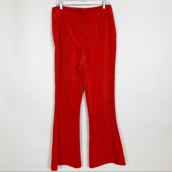 Asos Wide Leg Flare Chenille Hi Rise Pants - Picture 3 of 8